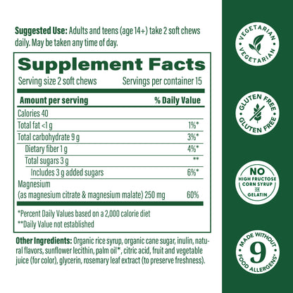 Megafood, Relax + Calm† Magnesium Soft Chews - Strawberry Flavor, Citrate & Malate, 30 Chews