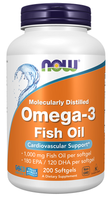 Omega-3 Fish Oil, Molecularly Distilled - 200 Softgels 200 Softgels