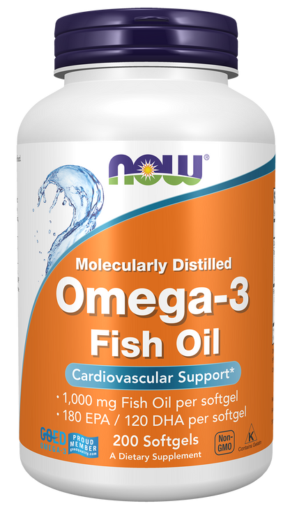 Omega-3 Fish Oil, Molecularly Distilled - 200 Softgels 200 Softgels